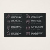 Premium Black Facial Aftercare Instructions Card (Rückseite)