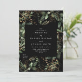 Premium Black Gold Botanical Eukalyptus Elegante Einladung (Stehend Vorderseite)