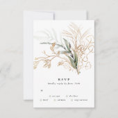 Premium Black Gold Botanical Eukalyptus Wedding RSVP Karte (Vorderseite)