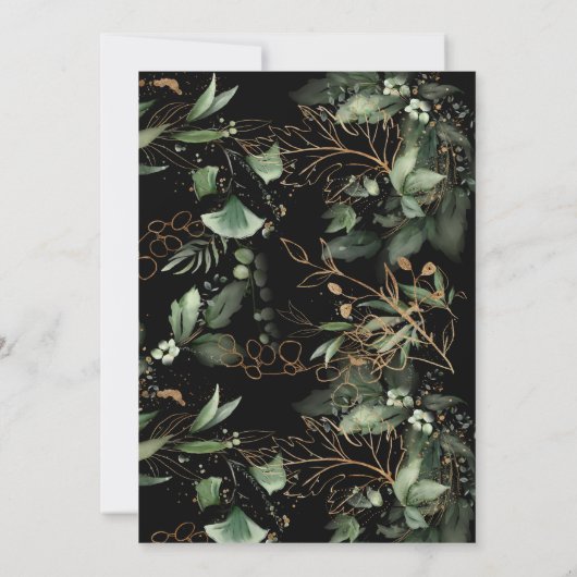 Premium Black Gold Eukalyptus Wreath Greenerity Mo Einladung (Rückseite)