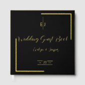 Premium Black Gold Moderne Typografie Gästebuch (Vorderseite)
