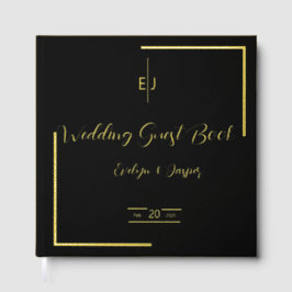 Premium Black Gold Moderne Typografie Gästebuch