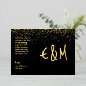 Premium Black Gold Monogram Foto Leather Look Foi Folieneinladung (Stehend vorne)