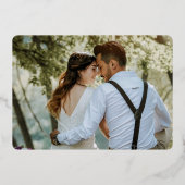 Premium Black Gold Monogram Foto Leather Look Foi Folieneinladung (Rückseite)