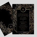 Premium Black Gold Monogram Wreath Wedding Einladung<br><div class="desc">Dies ist Teil einer Sammlung - wenn Sie Hilfe benötigen oder mehr,  wenn Sie mich kontaktieren *keine echte Folie</div>