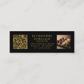 Premium Black Gold Script Chocolatier QR Code Mini Visitenkarte (Rückseite)
