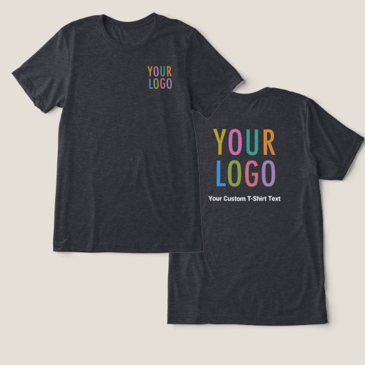 Premium Black Heather T - Shirt Custom Logo Unisex (Design Vorderseite & Rückseite)