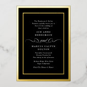 Premium Black Krawatte Calligraphy Gold Frame Wedd Folieneinladung (Vorderseite)