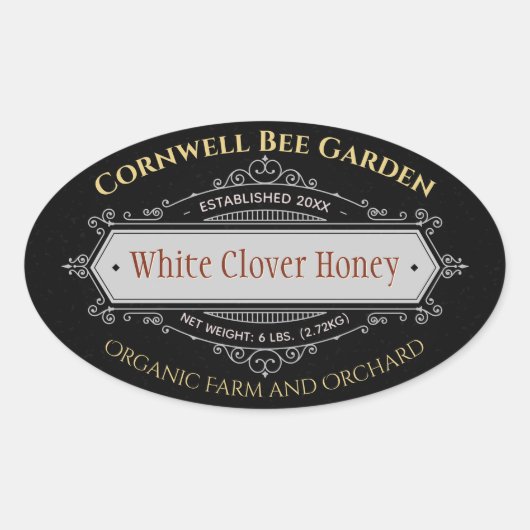 Premium Black Label Vintag Honig Jar Stickers (Vorderseite)