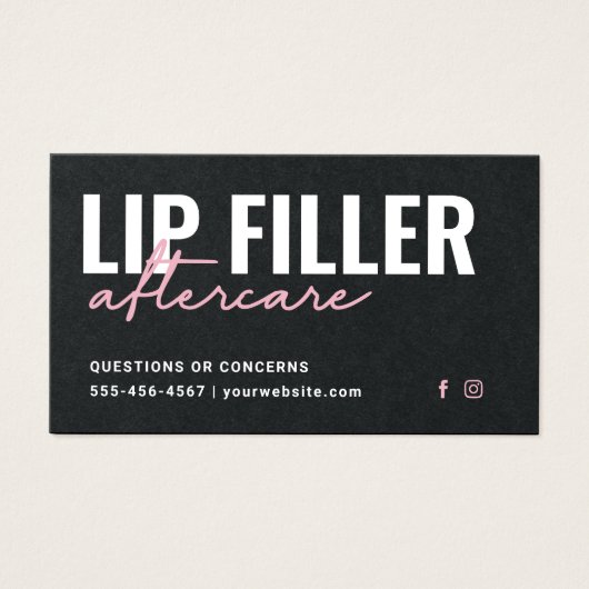 Premium Black Lip Filler Aftercare Advisor Card (Vorderseite)