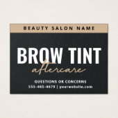 Premium Black Luxe Eyebrow Tint Aftercare Card (Vorderseite)
