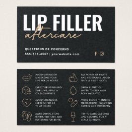 Premium Black Luxe Lip Filler Aftercare Card