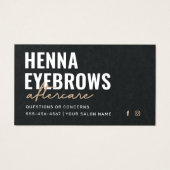 Premium Black Luxury Henna Brows Aftercare Card (Vorderseite)