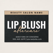 Premium Black Luxury Lip Blush AfterCare Card (Vorderseite)