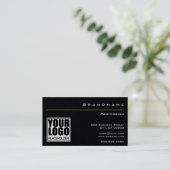 Premium Black mit Logo und Foto für Mitarbeiter Visitenkarte (Stehend Vorderseite)