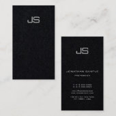 Premium Black Modern elegante Monogram Vertikal Visitenkarte (Vorne/Hinten)