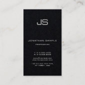Premium Black Modern elegante Monogram Vertikal Visitenkarte (Rückseite)