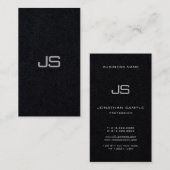 Premium Black Modern Monogram Vertikal hervorragen Visitenkarte (Vorne/Hinten)