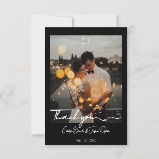 Premium Black Modern Typografy Dankeskarte (Vorderseite)