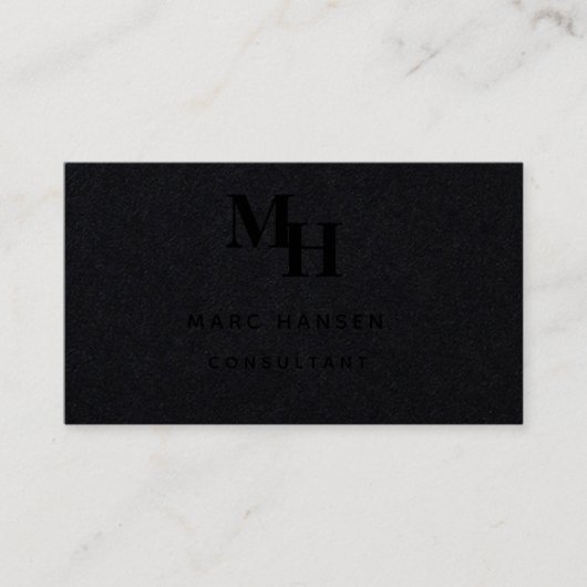 Premium Black Monogram Modern Luxury Business Card Visitenkarte (Vorderseite)
