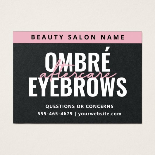 Premium Black Ombre Pulver Brows Aftercare Card (Vorderseite)