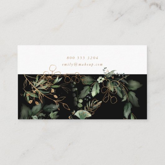 Premium Black Onyx Modern Eucalyptus Corporate Visitenkarte (Rückseite)