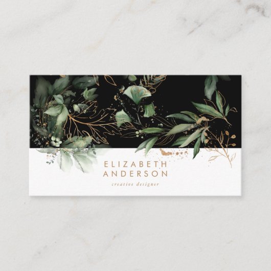 Premium Black Onyx Modern Eucalyptus Corporate Visitenkarte (Vorderseite)