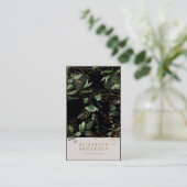 Premium Black Onyx Modern Eucalyptus Corporate Visitenkarte (Stehend Vorderseite)