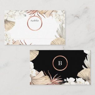 Premium Black Onyx Pampas und Rose Gold Wedding Platzkarte