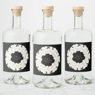 Premium Black Pampas Grass Tropical Floral Gin Alkoholflaschenetikett