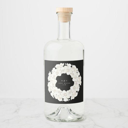Premium Black Pampas Grass Tropical Floral Gin Alkoholflaschenetikett (Vorderseite)
