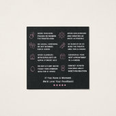 Premium Black Pink Square Henna Brows Care Card (Rückseite)