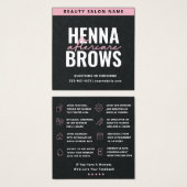 Premium Black Pink Square Henna Brows Care Card (Vorne & Hinten)