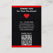 Premium Black Red Earring Display QR Visitenkarte (Rückseite)