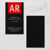 Premium Black Red Trendy Monogram Schlicht Visitenkarte (Vorne/Hinten)