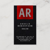 Premium Black Red Trendy Monogram Visitenkarte (Vorderseite)