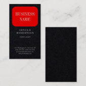 Premium Black Red Trendy Schlicht Visitenkarte (Vorne/Hinten)