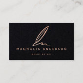 Premium Black Rose Gold Foil Quill Visitenkarte (Vorderseite)