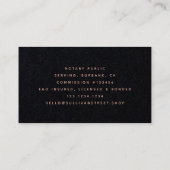 Premium Black Rose Gold Foil Quill Visitenkarte (Rückseite)