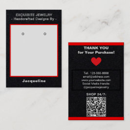 Premium Black Roter Ohrstecker Display QR Visitenkarte