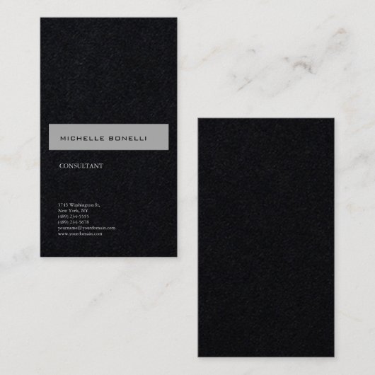 Premium Black Simple Schlicht Modern Minimalistisc Visitenkarte (Vorne/Hinten)