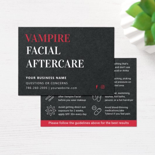 Premium Black Vampire Facial Aftercare Advice (Schreibtisch)