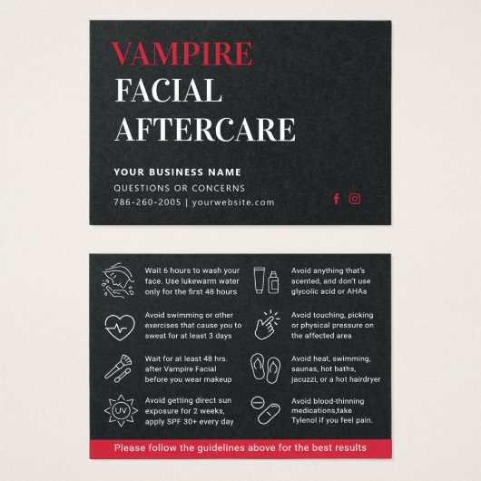 Premium Black Vampire Facial Aftercare Advice (Vorne & Hinten)