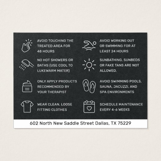 Premium Black Waxing Aftercare Card Haarentfernung (Rückseite)