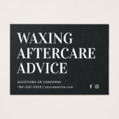 Premium Black Waxing Aftercare Card Haarentfernung (Vorderseite)