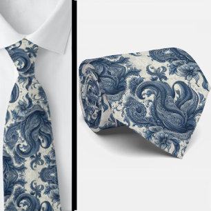 Premium Blau-weiße Paisley-Krawatte Krawatte