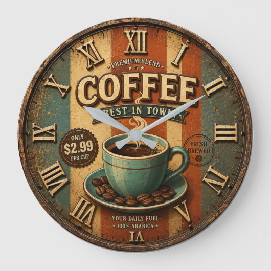 Premium Blend Coffee Große Wanduhr (Vorderseite)