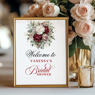 Premium Blush Burgundy Brautparty-Willkommensschil Poster