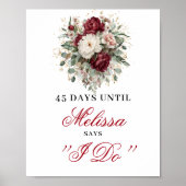 Premium Blush Burgundy Countdown-Schild Poster (Vorne)