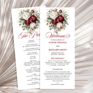 Premium Blush Burgundy Florales Hochzeitsprogramm Programm